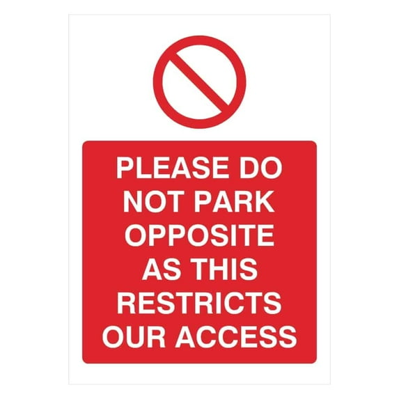 Please Do Not Park Opposite Portrait Sign Parking Signs & Permits Metal Sign - Caution Safety Warning Security Signs Indoor & Outdoor (Aluminum) Size: 12 x 16 inch