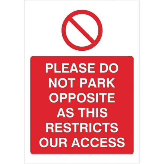 Please Do Not Park Opposite Portrait Sign Parking Signs & Permits Metal Sign Tin Sign 12x16 Inch - Caution Safety Warning Security Signs Indoor & Outdoor Signs for Home, Office, Work