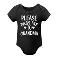 thumbnail image 1 of Please Pass Me To Grandma Baby Bodysuit Funny Infant Outfit Cute Newborn Clothes Unisex Romper Black-style 9months, 1 of 7