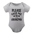 thumbnail image 1 of Please Pass Me To Grandma Baby Bodysuit Funny Infant Outfit Cute Newborn Clothes Unisex Romper Gray-style-1 9months, 1 of 7