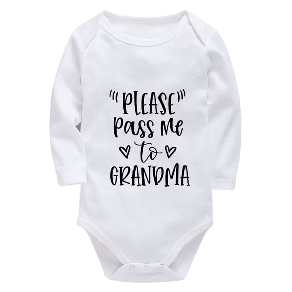 Please Pass Me To Grandma Cute Newborns Outfits Long Sleeve Baby Girl Newborn Outfits Coming Home White Babyboyclothes 0-3 M