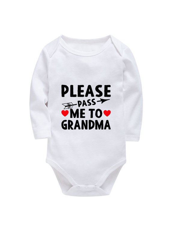 Please Pass Me To Grandma Infant Take Home Outfit Boy Long Sleeve Boy Coming Home Outfit White Newborn Onsies0-3 Months Unis