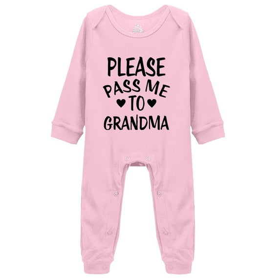 Please Pass Me To Grandma -My Grandmother Loves Me&Cute Infant One-Piece Baby Bodysuit Pink Long Sleeve Rompers6-9 Months