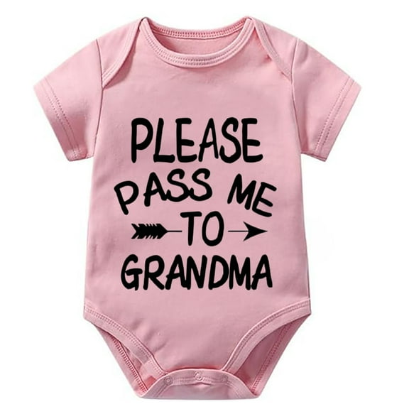 Please Pass Me To Grandma Newborn Bodysuits for Baby Girls Short Sleeve Home from Hospital Baby Girl Outfit White 18 Months B