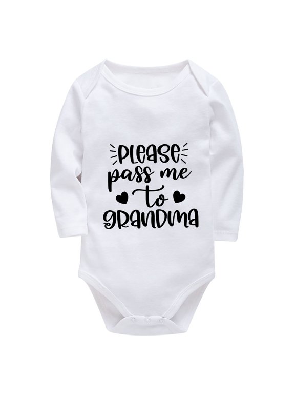 Please Pass Me To Grandma Newborn Clothes Long Sleeve Coming Home Baby Boy Outfit White 3months Baby Boy Clothes
