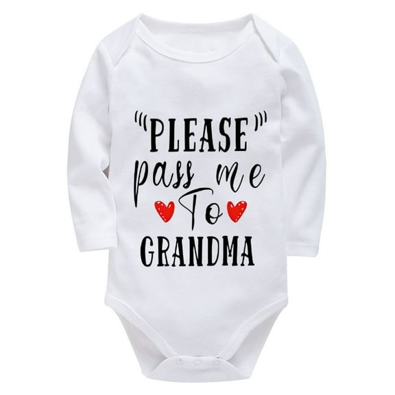 Please Pass Me To Grandma Newborn Outfit Boy Going Home Long Sleeve Baby Girl New Born White Baby Onesie 0-3 Months Boy