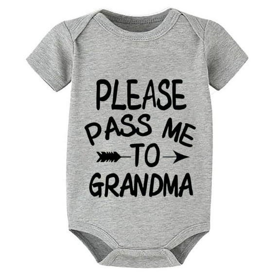 Please Pass Me To Grandma Newborn Welcome Home Outfit Short Sleeve Take Home Baby Girl Outfit White Plain Onsies3-6 Months