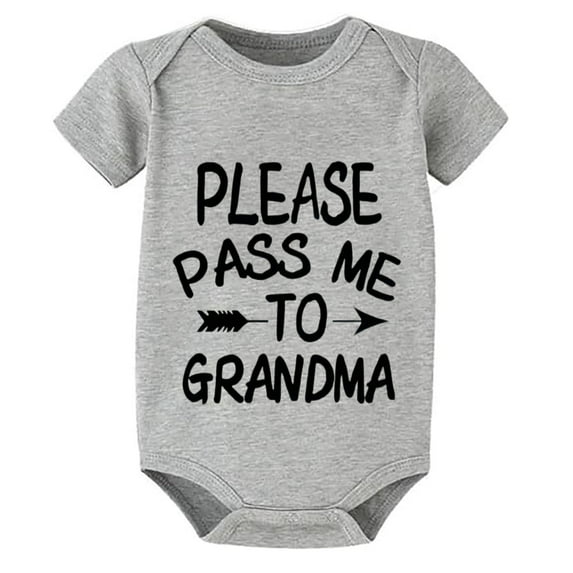 Please Pass Me To Grandma Newborn Welcome Home Outfit Short Sleeve Take Home Baby Girl Outfit White Plain Onsies3-6 Months