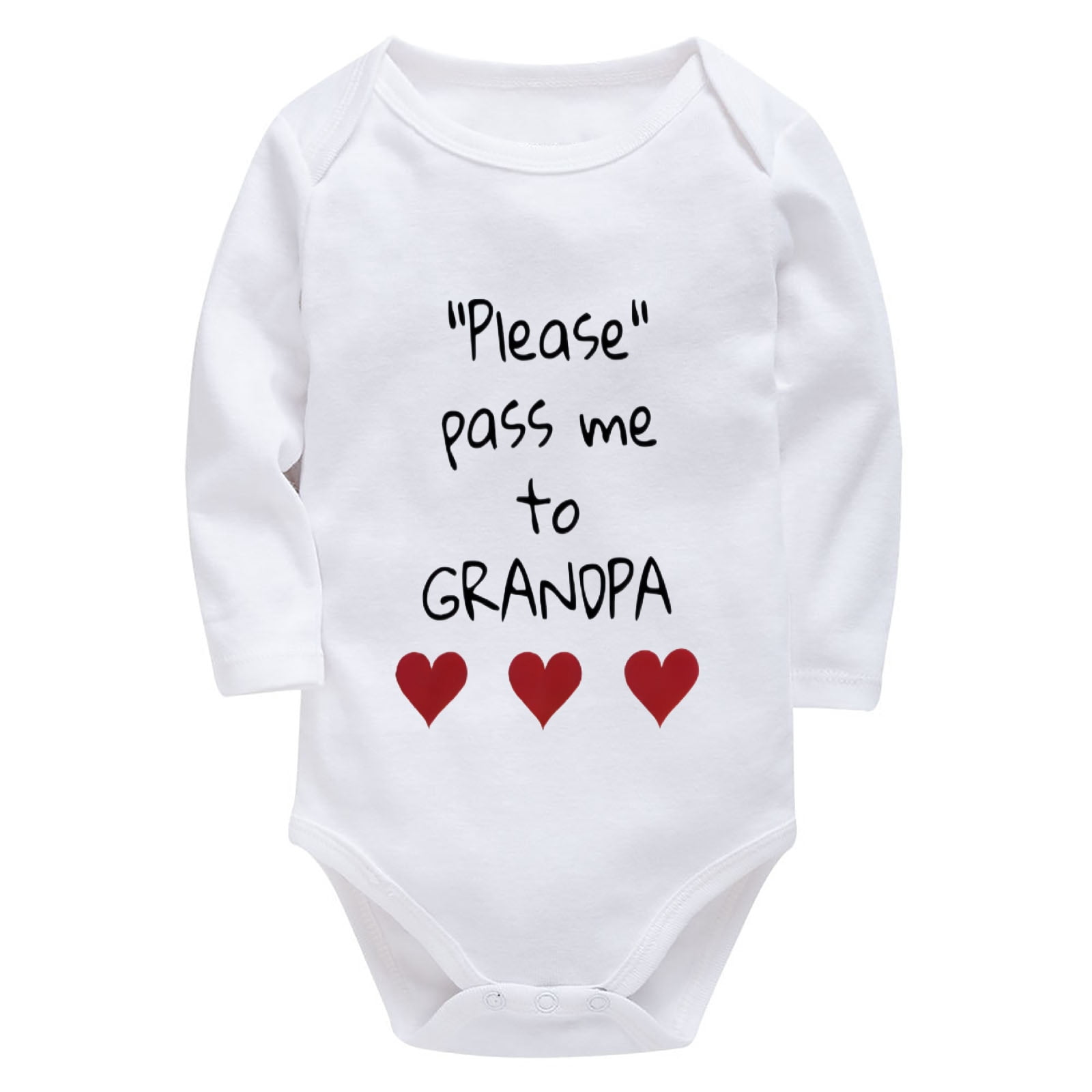 Please Pass Me To Grandpa Going Home Outfit for Baby Boy Long Sleeve Baby Boys Romper White Baby Boy Summer Rompers 6-9 Mont