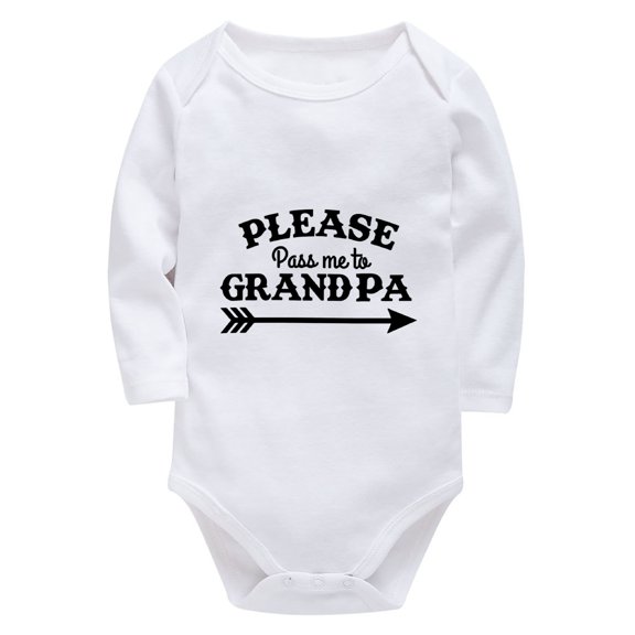 Please Pass Me To Grandpa New Baby Girl Clothes Long Sleeve Gender Neutral Coming Home Outfit White Baby Onsies0-3 Months Gi