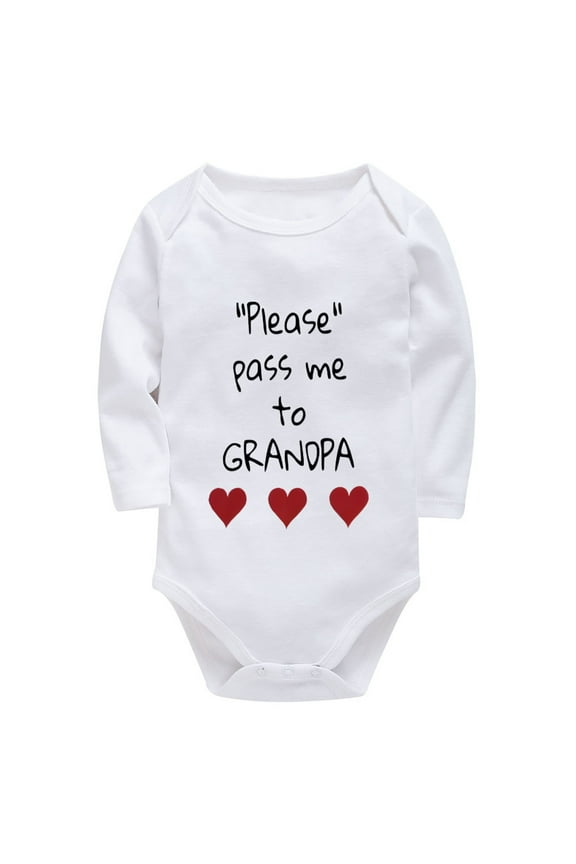 Please Pass Me To Grandpa Newborn Hospital Outfit Boy Long Sleeve First Outfit for Newborn Boy White Baby Girl Going Home Ou