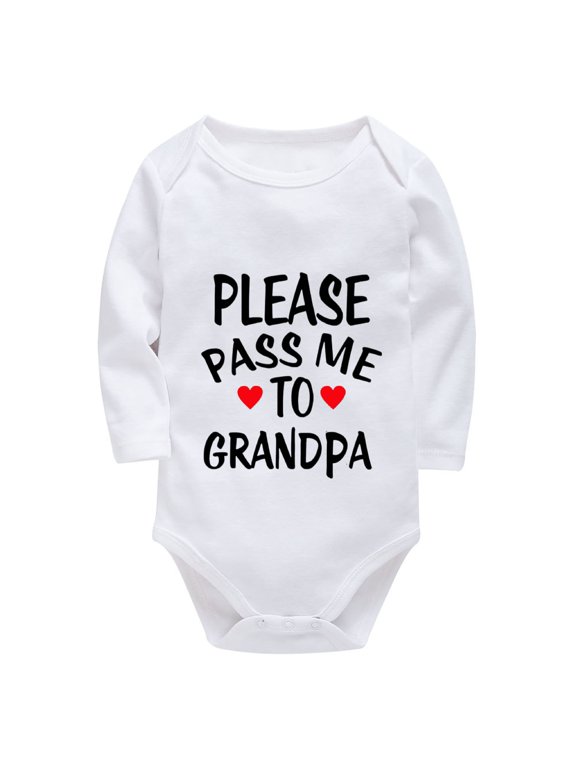 Please Pass Me To Grandpa Onesie for Boy Long Sleeve Baby Boys Newborn Clothes White Boy Rompers 6-9 Months