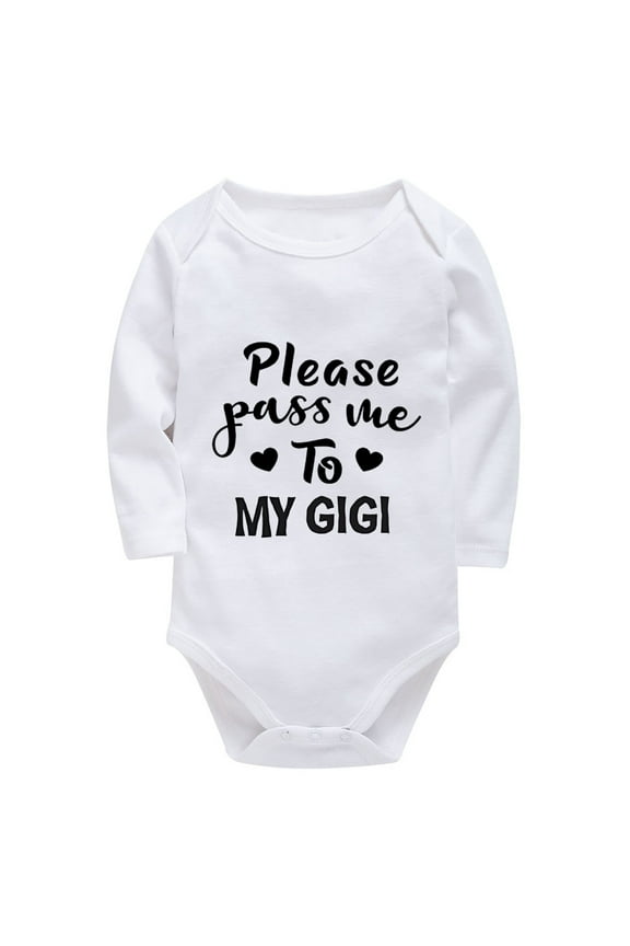 Please Pass Me To My Gigi Baby Newborn Outfits Long Sleeve Baby Boy Outfits Newborn White Baby Boy Clothes 0-6 Months