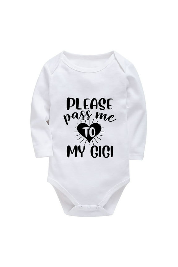 Please Pass Me To My Gigi Coming Home Outfit for Baby Girl Newborn Long Sleeve Baby Boys' Bodysuits White Baby Girl Rompers