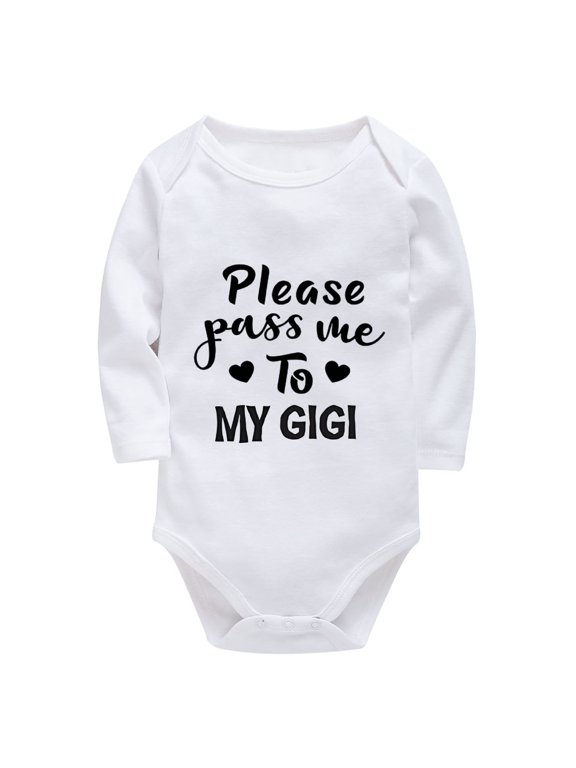 Please Pass Me To My Gigi Newborn Baby Winter Clothes Long Sleeve Baby Boys Outfits White Baby Boy Clothes 0-6 Months