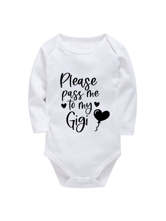 Please Pass Me To My Gigi Newborn Outfits Unisex Long Sleeve Plain Onesie White 0-3 Months Baby Boy Clothes