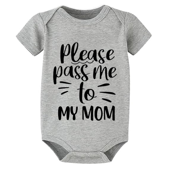 Please Pass Me To My Mom Neutral Onesie Baby Short Sleeve Girls Onesie White Infant Suits for Boys 0-3 Months