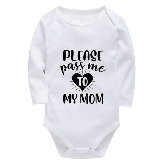 Please Pass Me To My Mom New Born Clothing Boy Long Sleeve Baby Girl Zipper Onesie White 0-3 Month Outfit Boy
