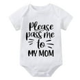 thumbnail image 1 of Please Pass Me To My Mom Newborn Boy Outfits Short Sleeve Baby Girl Newborn Outfits Coming Home White Baby Onsies 0-3 Months, 1 of 2