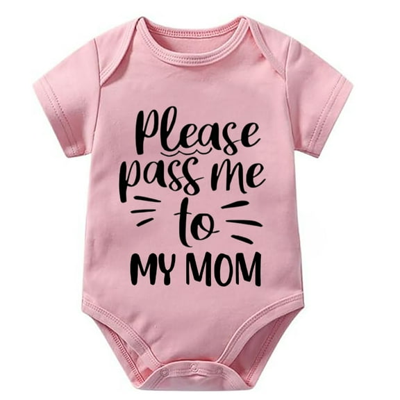 Please Pass Me To My Mom Newborn Romper Baby Girl Short Sleeve Plain Baby Romper White Baby Boy Romper Newborn