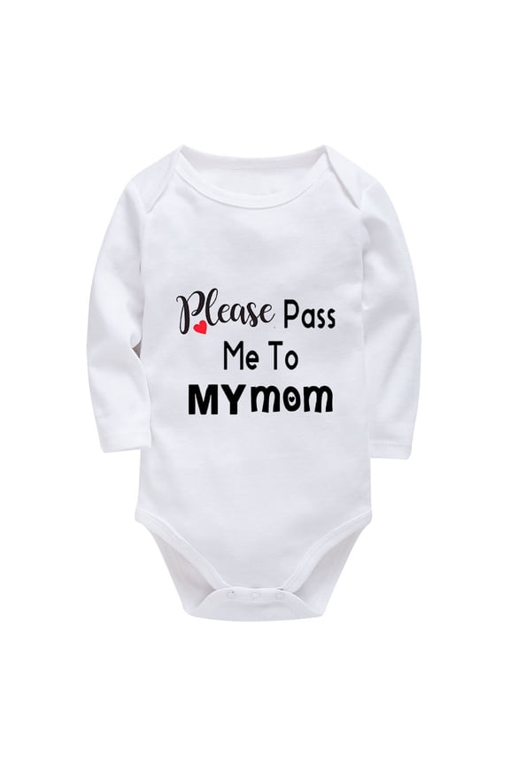 Please Pass Me To My Mom Unisex Newborn Outfit Long Sleeve Baby Boy Onsie White Baby Onsies0-3 Months Announcement