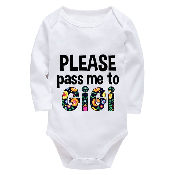 Please Pass Me to GIGI Baby First Outfit Hospital for Girl Long Sleeve Come Home Outfit Newborn Boy White Baby Girls' Bodysu