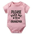 thumbnail image 1 of Please Pass Me to Grandma Newborn Boy Going Home Outfit Short Sleeve Coming Home Outfits for Baby White Plain Onsies6-9 Month, 1 of 2