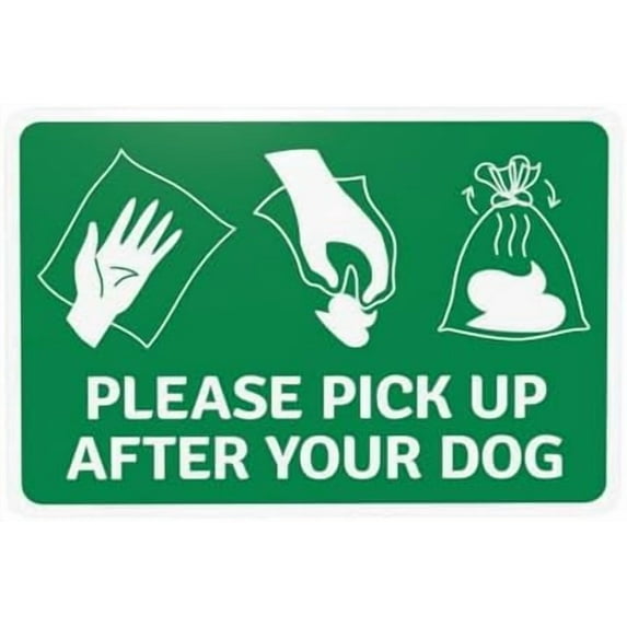 Please Pick Up After Your Dog With Dog Poop Instructions Warning Sign, Clean Up Dog Poop Metal Signs for Home Business Wall Caution Custom Decor 12 x 8 Inch