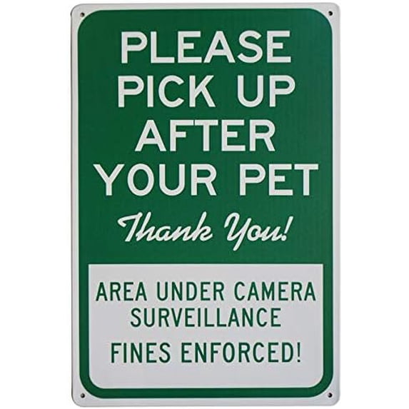 Please Pick Up After Your Pet Area Under Surveillance Fines Enforced Curb Your Dog Sign Poop Clean Up After Pick Signs Yard Tin Sign 8X12 Inch