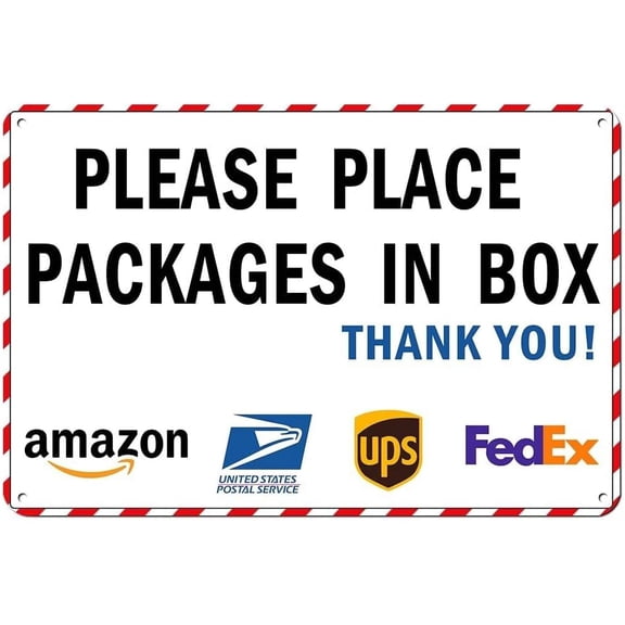 Please Place Packages In Box Delivery Sign for Outdoor Use,Delivery Sign for Outdoor Use Aluminum Signs 8 x 12 In