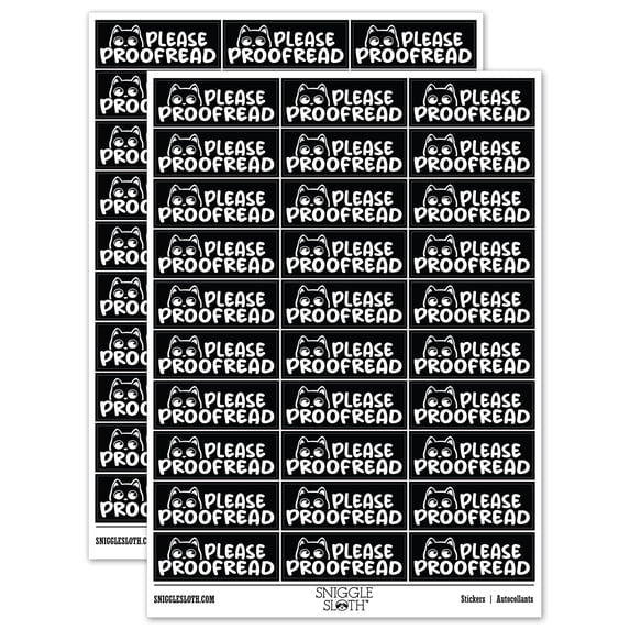 Please Proofread Teacher Student School Sticker Set - Black - Gloss Finish - 1.75" Medium