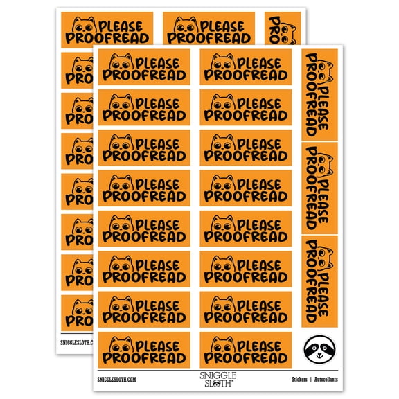 Please Proofread Teacher Student School Sticker Set - Orange - Matte Finish - 2.00" Large