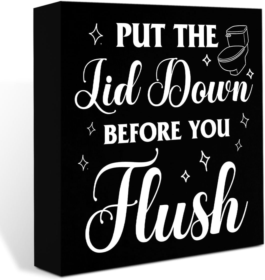 Please Put the Lid Down Before You Flush Wood Sign Funny Bathroom Decor