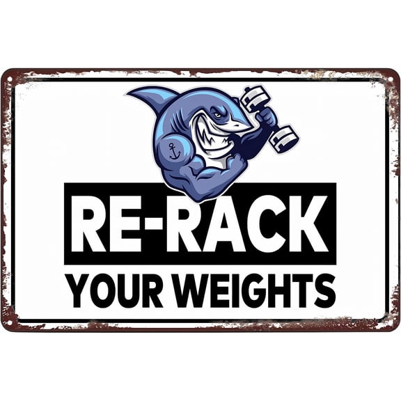 Please Re Rack Your Weights Retro Gym Sign - 12×8 Inches, Wall Decorative, Home Gym Living Room Man Cave Garage Bedroom Outdoors Decor