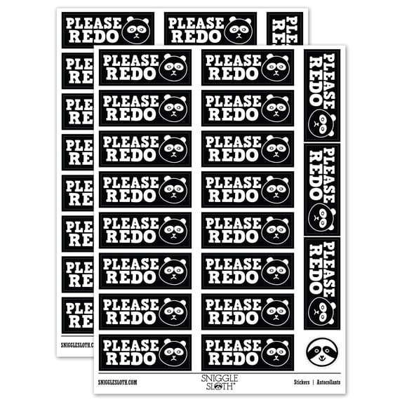 Please Redo Teacher Student School Sticker Set - Black - Matte Finish - 2.00" Large
