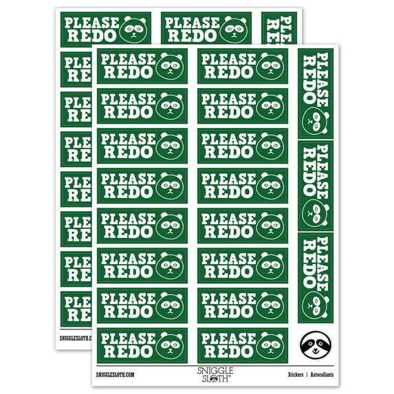 Please Redo Teacher Student School Sticker Set - Dark Green - Matte Finish - 2.00" Large