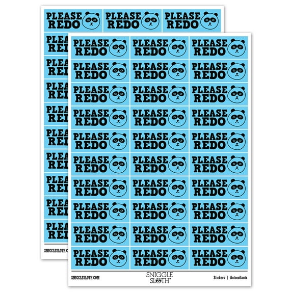 Please Redo Teacher Student School Sticker Set - Light Blue - Gloss Finish - 1.75" Medium