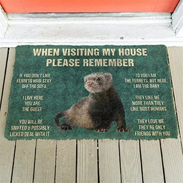 Please Remember Black Footed Ferrets Front Door Mat Welcome Mats Outdoor Indoor Entrance Doormat Rubber Non Slip Rug Outside Area Rug for Home Decor Bedroom Garden 30 x 18 Inch