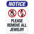 thumbnail image 1 of Please Remove All Jewelry Sign, OSHA Sign, 24x36 Corrugated Plastic, 1 of 7