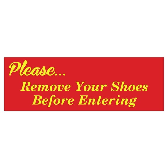 Please Remove Shoes Before Entering Sign - Red / Yellow (Medium)