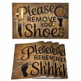 thumbnail image 1 of Please Remove Your Shoes Placemats Set of 6 Farmhouse Brown Wooden Grain Place Mats Indoor Wipeable Table Mats Washable Cloth Dining Table Placemats for Kitchen Holiday Party Home Decor 13x19 Inch, 1 of 9
