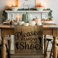 thumbnail image 1 of Please Remove Your Shoes Cotton Linen Table Runner, Washable Table Runners for Kitchen, Dining Room, Holiday, Home Party Table Decor, 13x48 Inches, 1 of 9