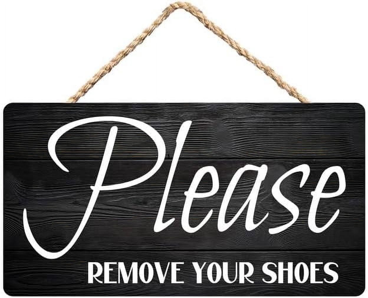 Please Remove Your Shoes Wooden Hanging Sign - 12 x 8 Inch for Hygiene ...