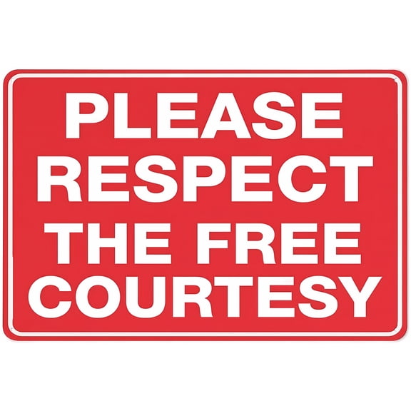 Please Respect The Free Courtesy Sign - 8"x12" Rust Free Aluminum Sign, UV Protected Waterproof Weatherproof Fade Resistant, 4 Pre-Drilled Holes, Public Space, Etiquette Alert