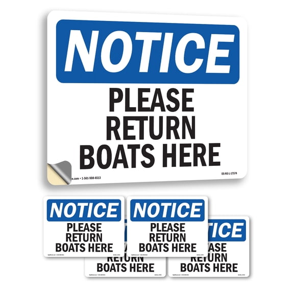 Please Return Boats Here OSHA Notice Vinyl Decal Label 5 Inch x 3.5 Inch - 5 Pack