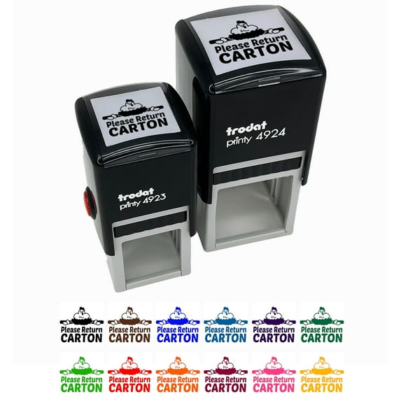 Please Return Carton Chicken Egg Self-Inking Rubber Stamp Ink Stamper - Lime Green Ink - Small 1 Inch