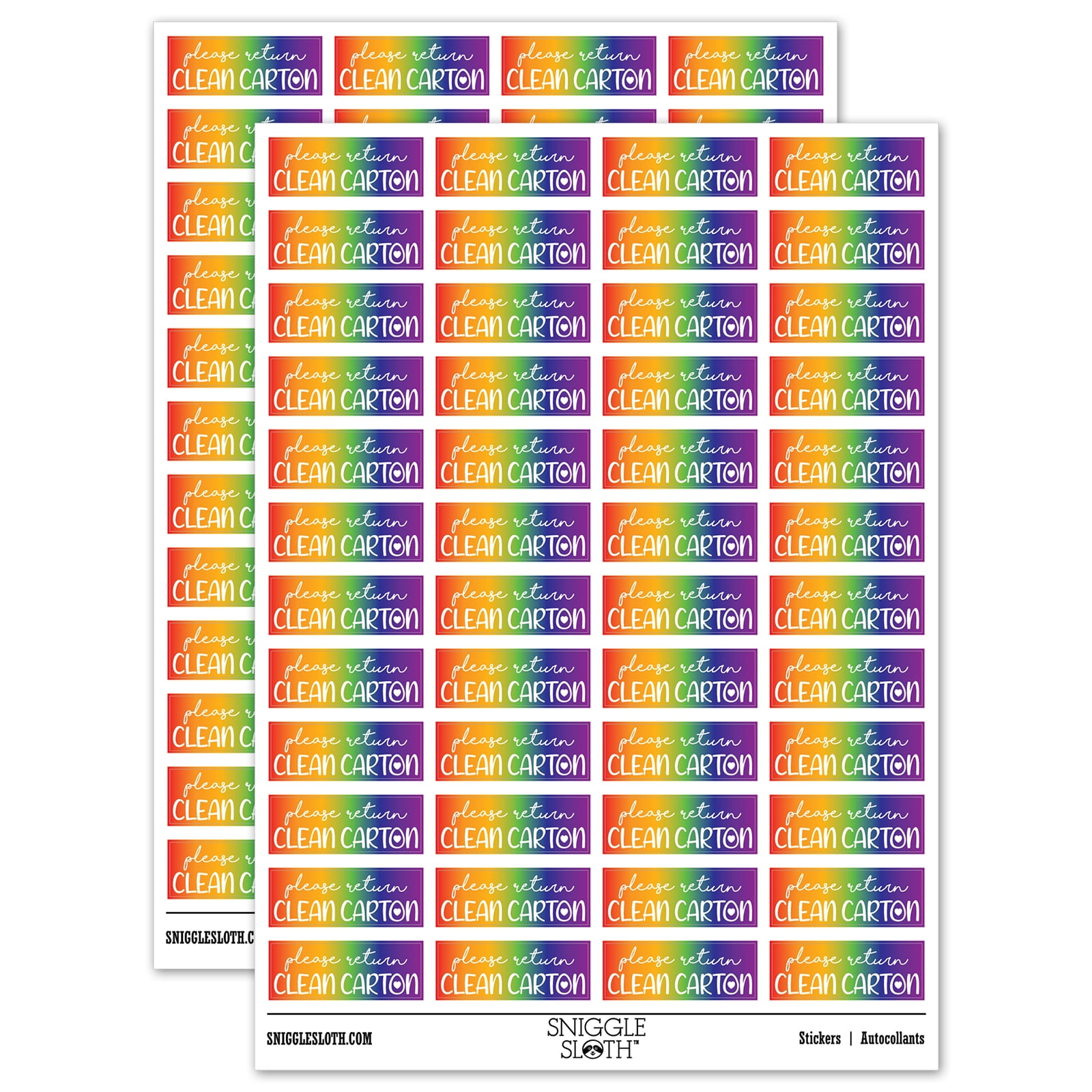 Return Machine Clean Sticker Please Return Clean Carton Egg Heart Detail Sticker Set - Rainbow ...