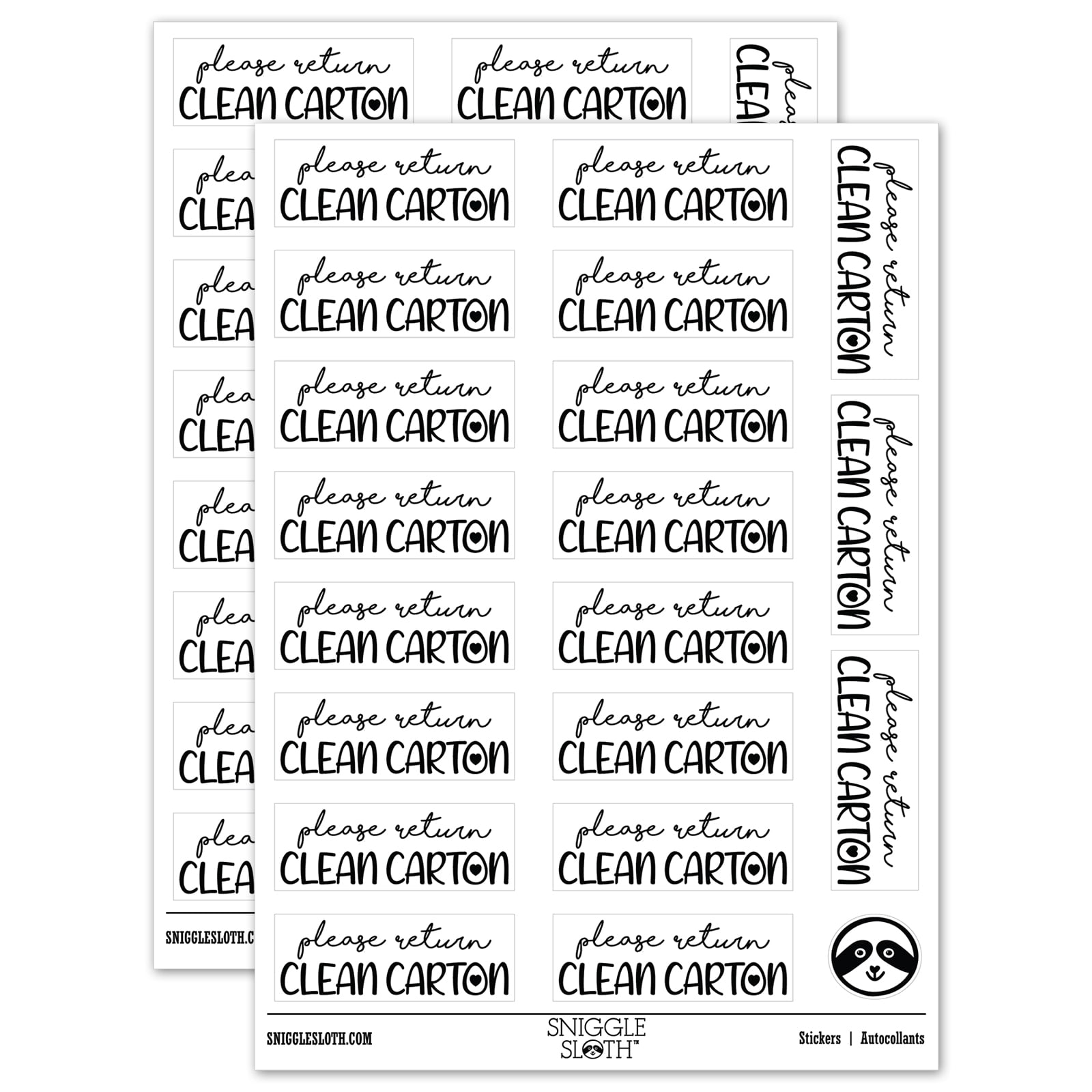 Return Machine Clean Sticker Please Return Clean Carton Egg Heart Detail Sticker Set - White - Gloss ...