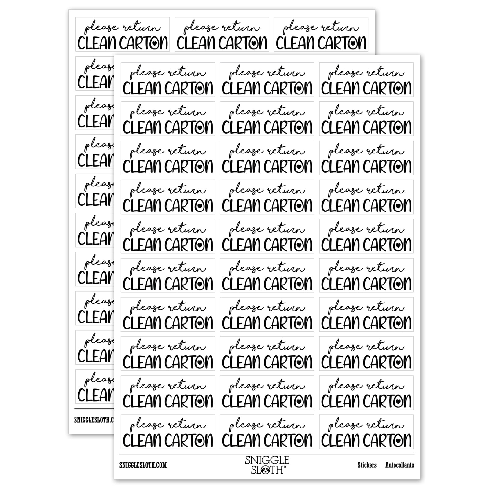 Return Machine Clean Sticker Please Return Clean Carton Egg Heart Detail Sticker Set - White - Matte ...