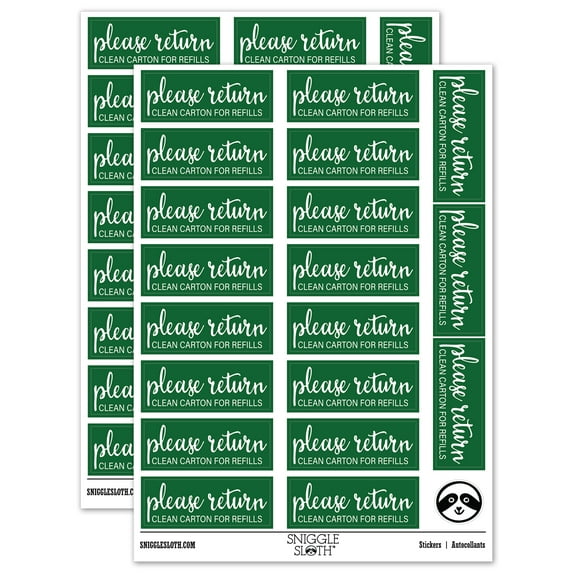 Please Return Clean Carton for Refills Eggs Sticker Set - Dark Green - Gloss Finish - 2.00" Large